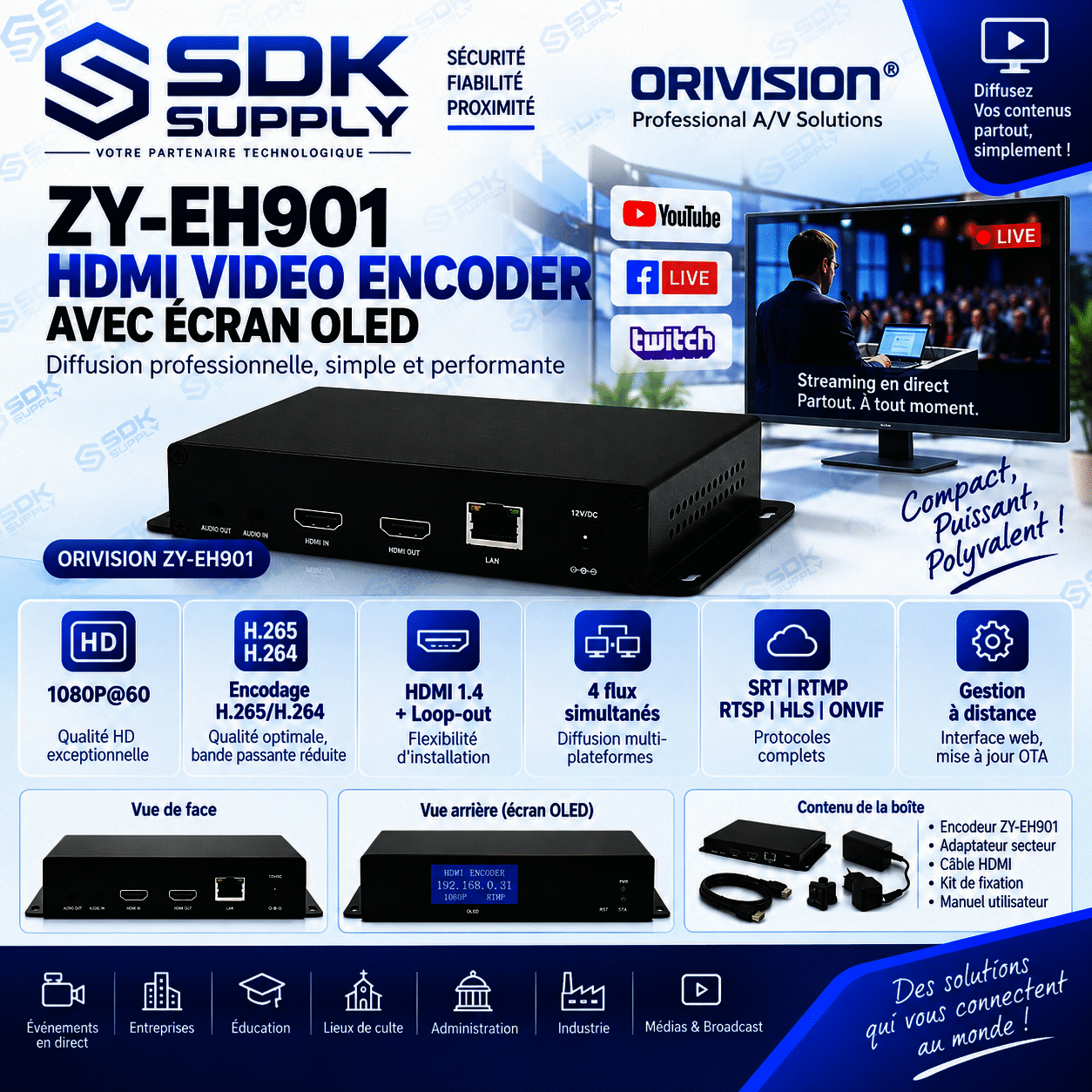 Encodeur HDMI H.265 ZY-EH901