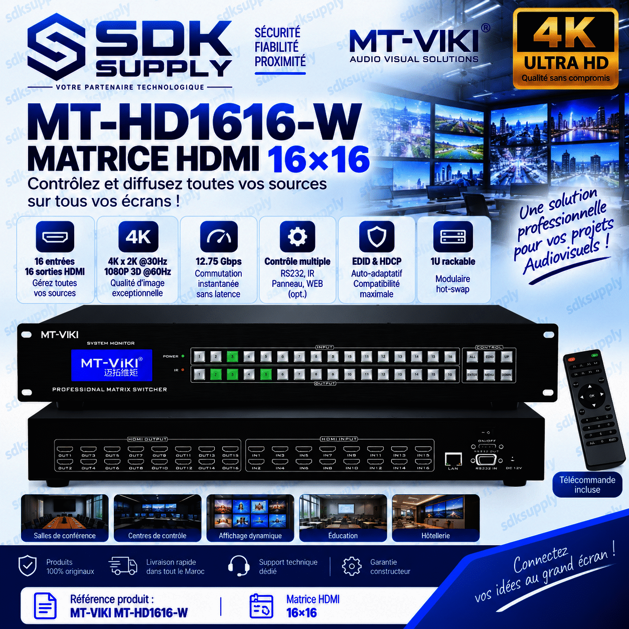 Matrice HDMI 16x16 MT-VIKI MT-HD1616-W