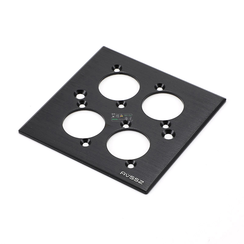 Panneau / plaque noir brossé à quatre trous (4 ports ) D-size - Acier inoxydable noir – Image 4