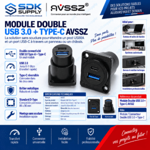 Module / Connecteurs Double USB 3.0 + Type-C AVSSZ (AUSB3.0+typec)