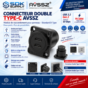 Connecteur double Type-C haute vitesse - Noir