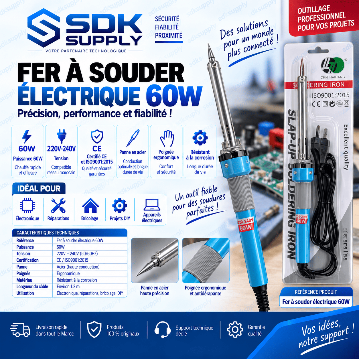 Fer à Souder Électrique 60W – Modèle SLAP-ON