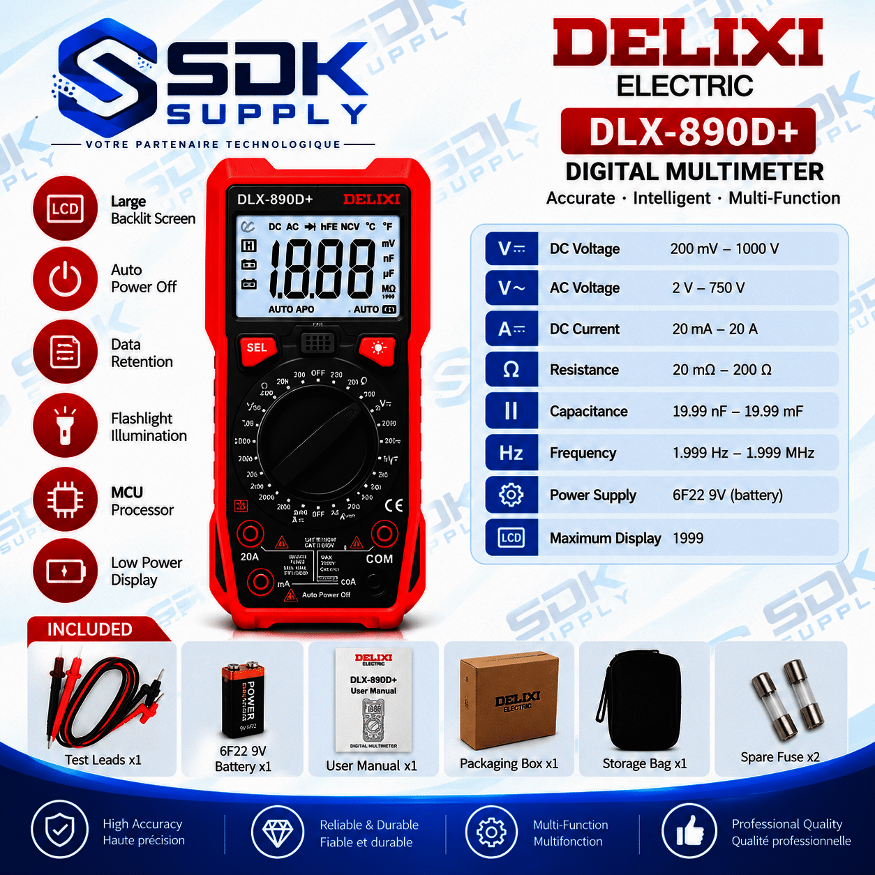 Multimètre Intelligent Haute Précision DLX-890D+