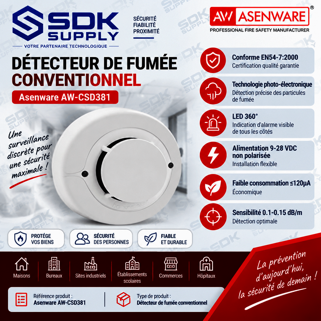 Détecteur de fumée conventionnel