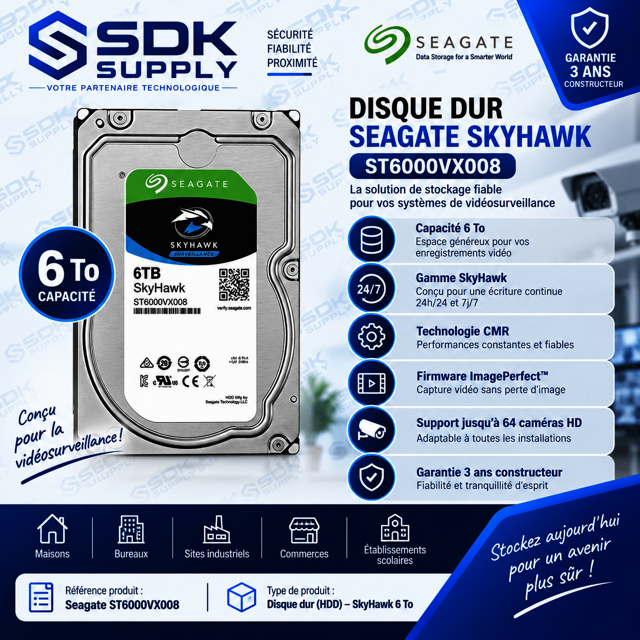 Seagate ST6000VX008 SkyHawk 6To