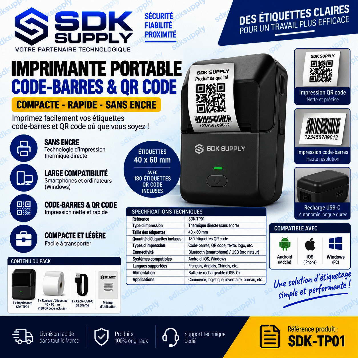 Imprimante codes-barres et codes QR