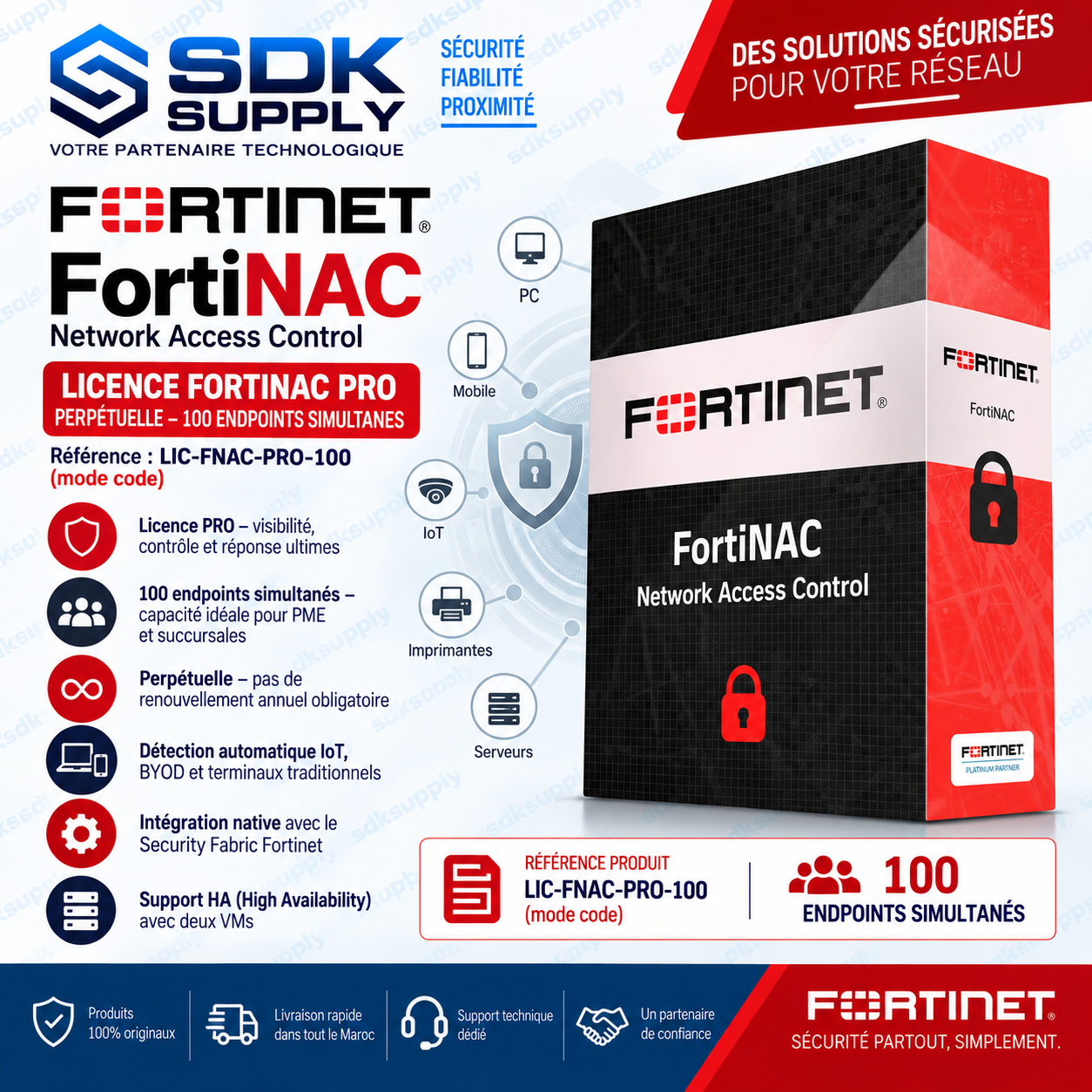 LICENCE FORTINAC PRO PERPETUELLE – 100 ENDPOINTS SIMULTANES