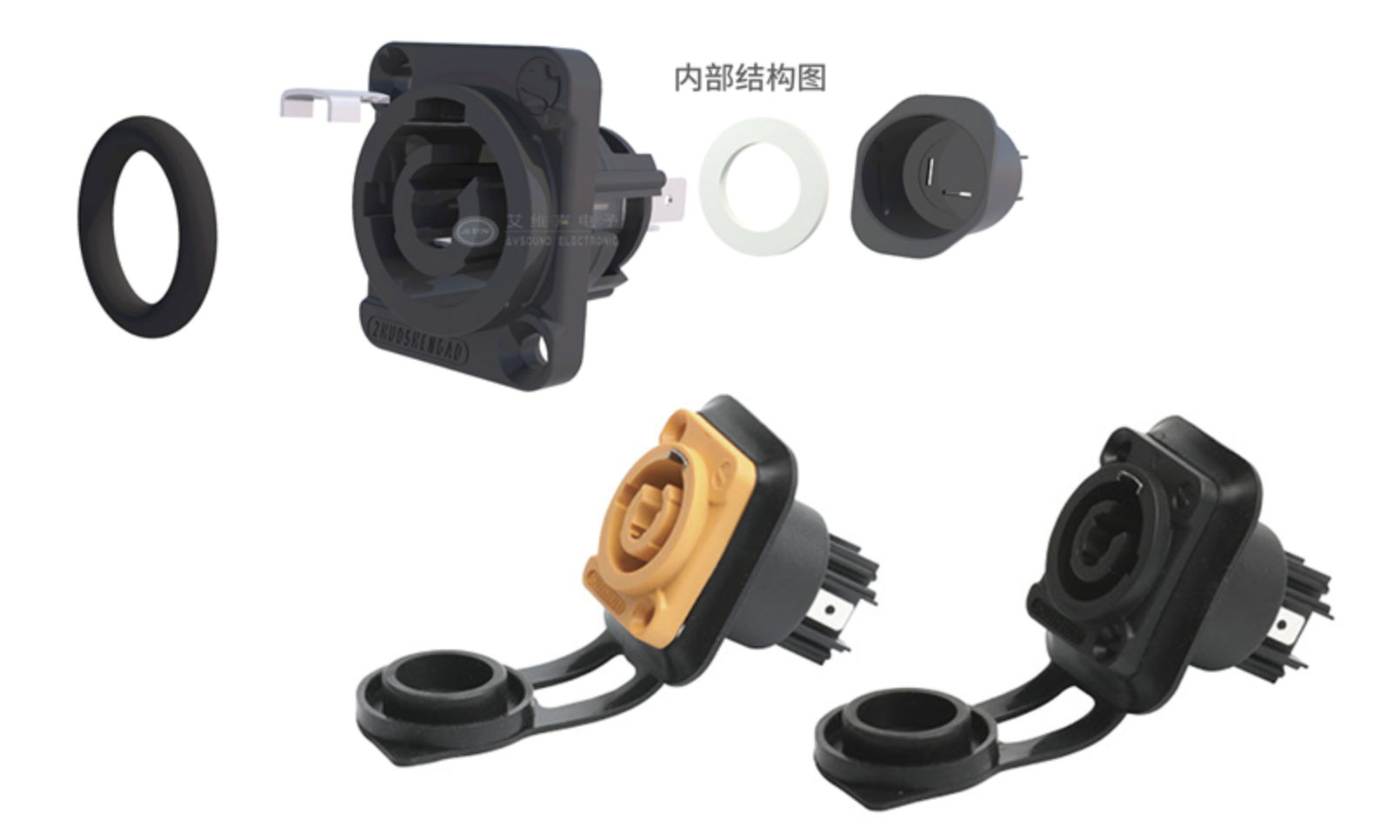 Connecteur aviation 3 broches IP65 20A - SAC3MPA-WP – Image 3